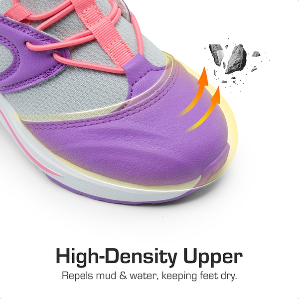 [DuraPlay Sheild Runner] Kids Lightweight Slip on Sneakers - PURPLE/PINK/LIGHT GREY - 3
